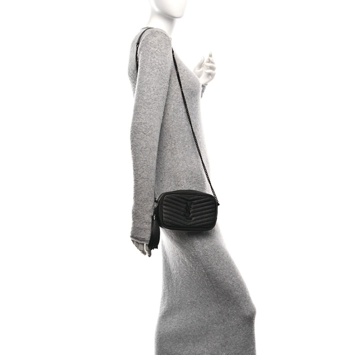 Saint Laurent Grain De Poudre Matelasse Monochrome Monogram Mini Lou Camera Bag Black 2 of 11
