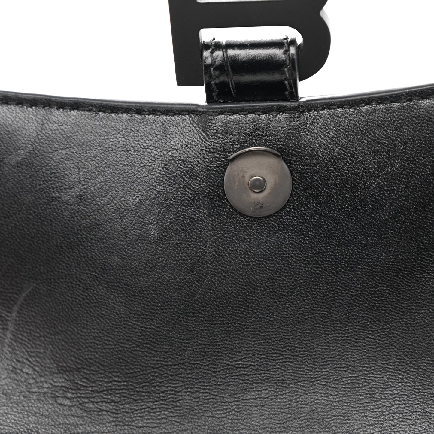 Shiny Calfskin Monochrome Crocodile Embossed Hourglass Top Handle Bag XS Black