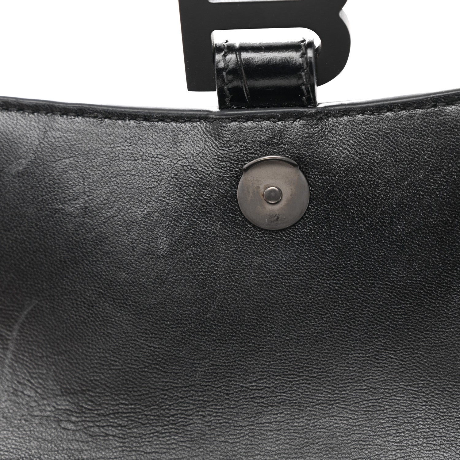 Balenciaga Shiny Calfskin Monochrome Crocodile Embossed Hourglass Top Handle Bag XS Black 10 of 17