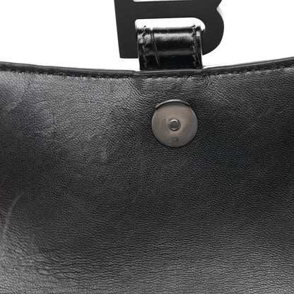 Balenciaga Shiny Calfskin Monochrome Crocodile Embossed Hourglass Top Handle Bag XS Black 10 of 17