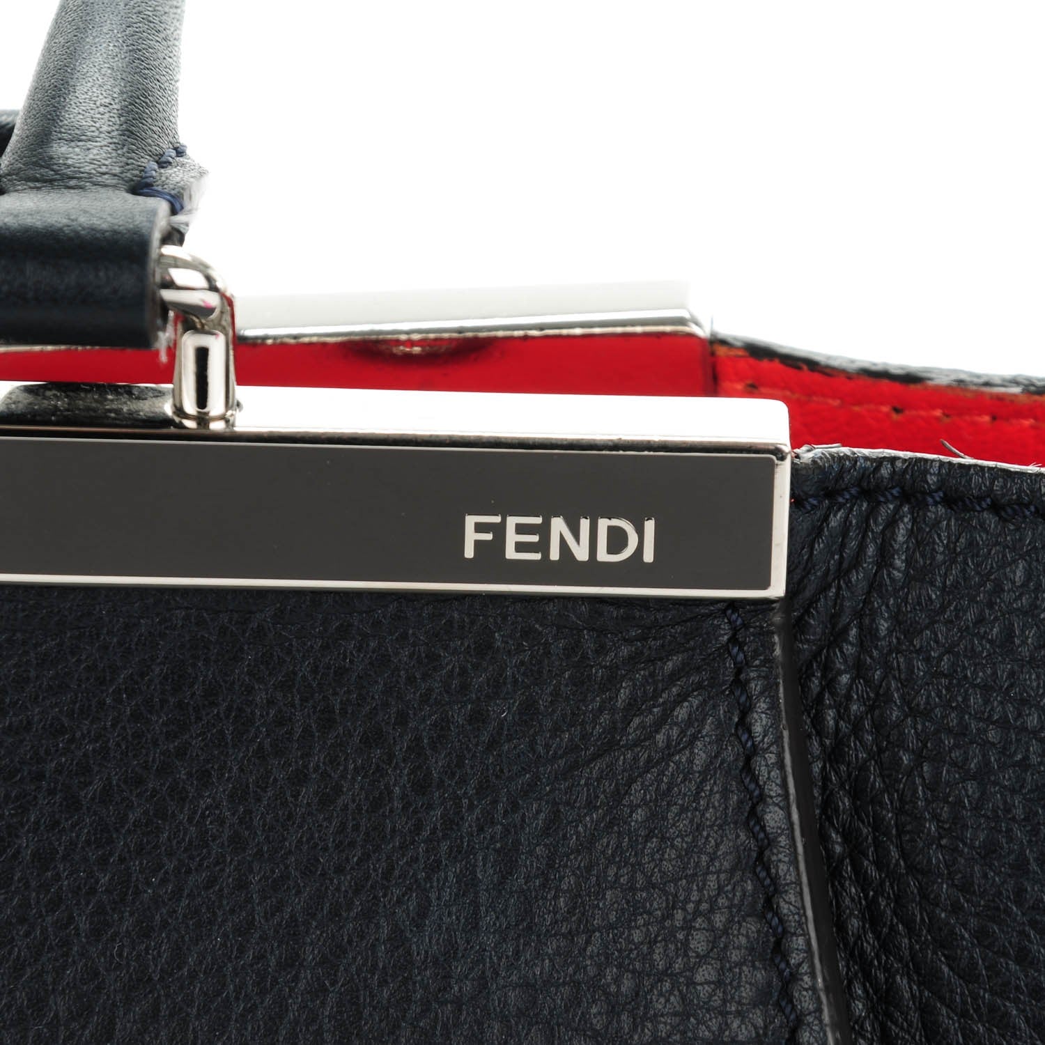 Fendi Vitello Dolce Marmol Shiny Nappa Petite 3Jours Tote Blue Notte 9 of 9