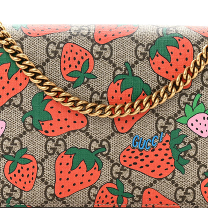 Gucci GG Supreme Monogram Strawberry Chain Wallet 7 of 10