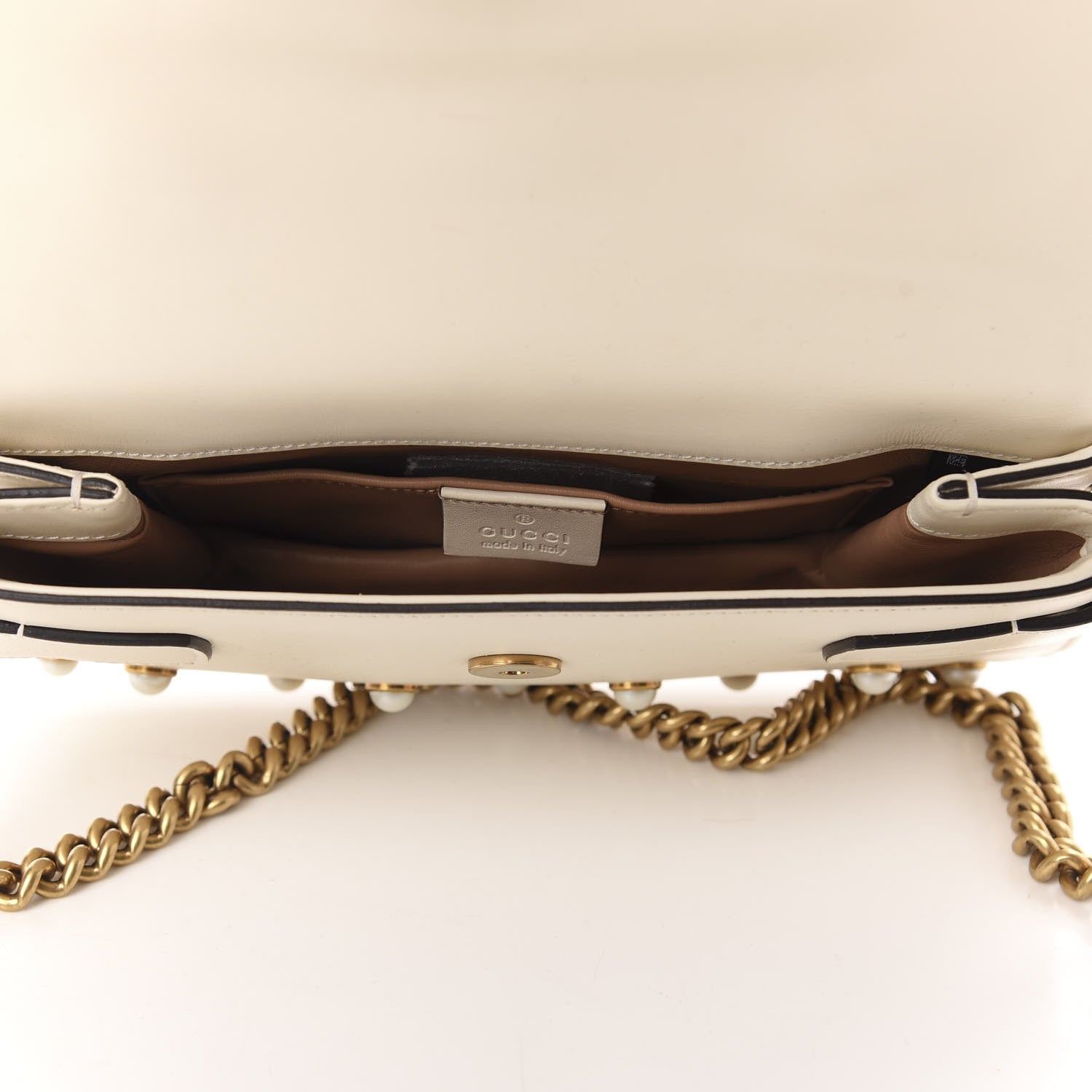 Gucci Nappa Pearl Studded Mini Queen Margaret Broadway Shoulder Bag Mystic White 5 of 10