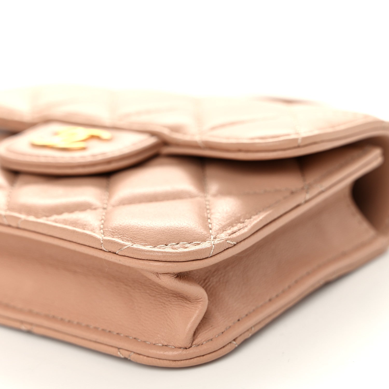Chanel Lambskin Quilted Top Handle Flap Coin Purse With Chain Beige 11 of 11
