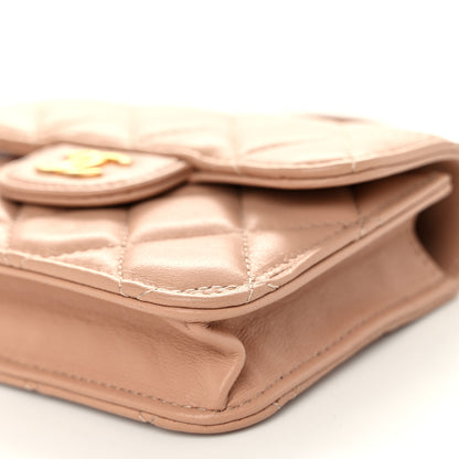 Chanel Lambskin Quilted Top Handle Flap Coin Purse With Chain Beige 11 of 11