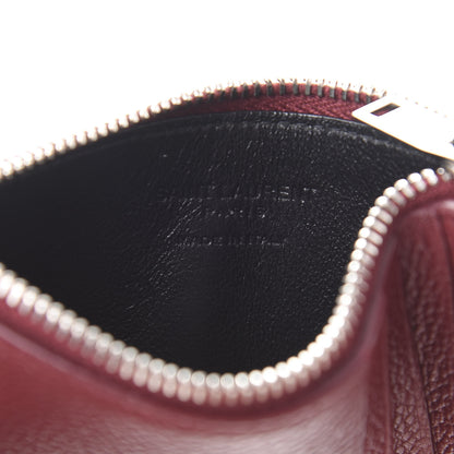 Saint Laurent Grained Calfskin 5 Fragments Zip Pouch Card Holder Burgundy 6 of 8