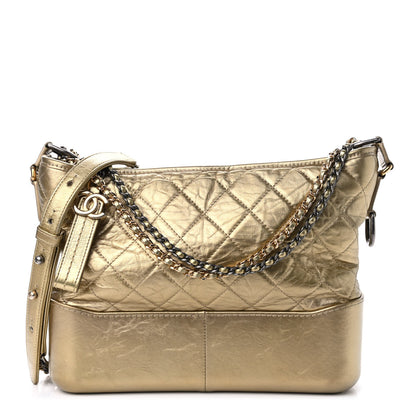 Chanel Metallic Lambskin Calfskin Quilted Medium Gabrielle Hobo Gold 1 of 9