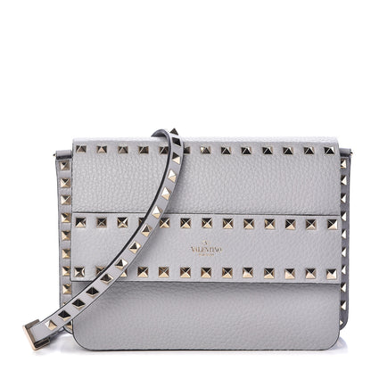 Valentino Garavani Pebbled Calfskin Rockstud Side Slip Crossbody Pastel Grey 1 of 9