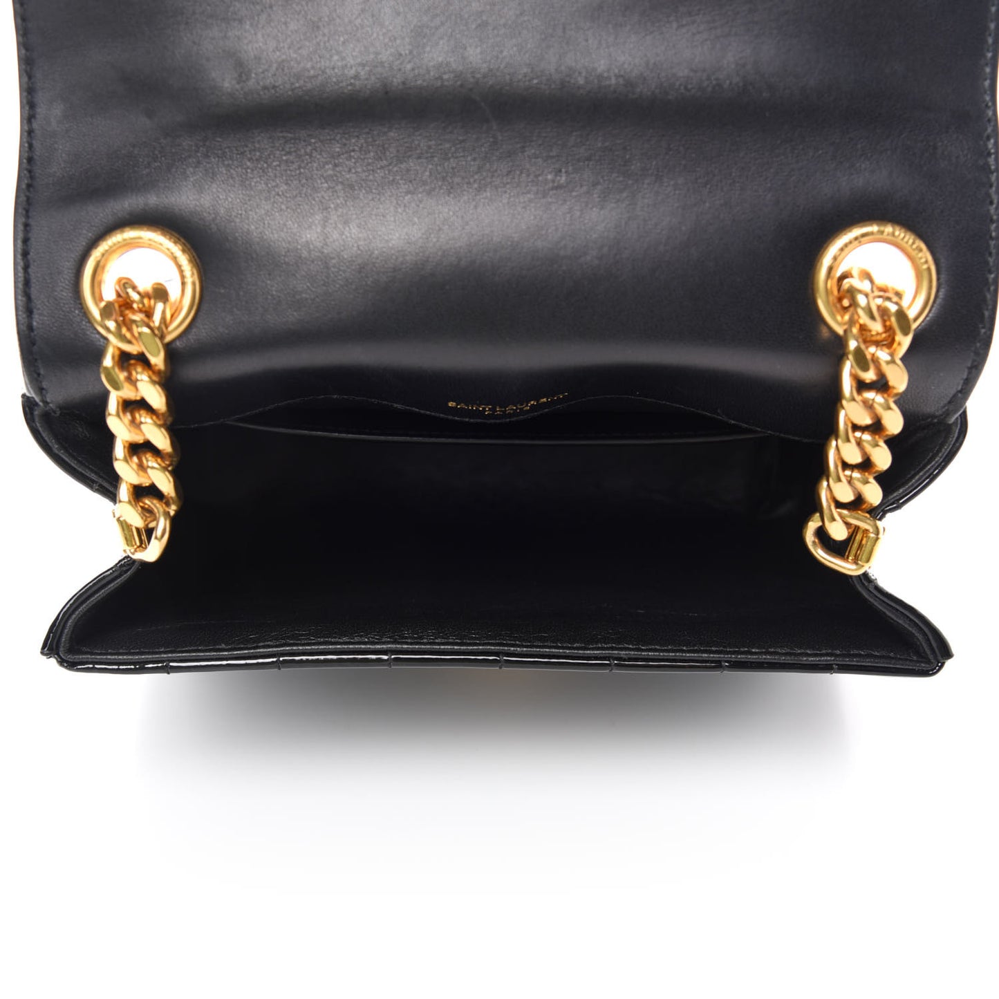 Patent Calfskin Matelasse Monogram Medium Vicky Chain Bag Black