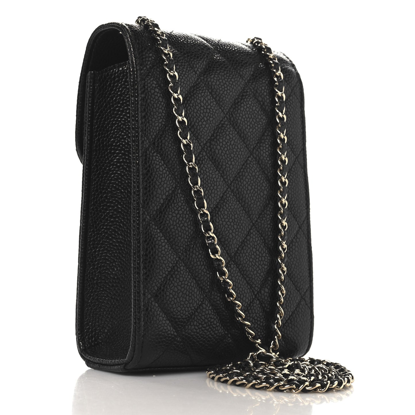 Caviar Quilted Golden Class Phone Holder Black Black
