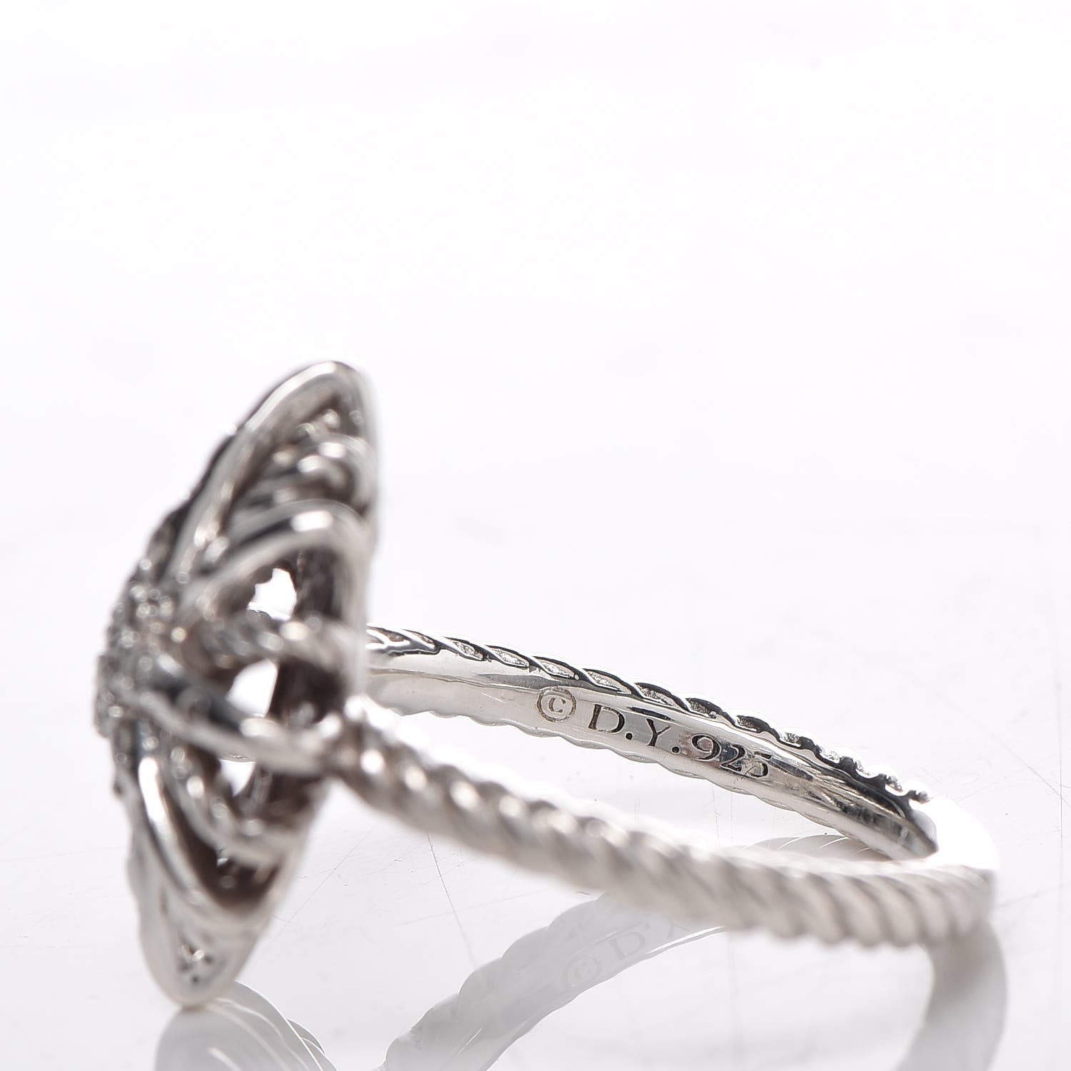 David Yurman Sterling Silver Diamond 17mm Starburst Ring 49 5 5 of 5