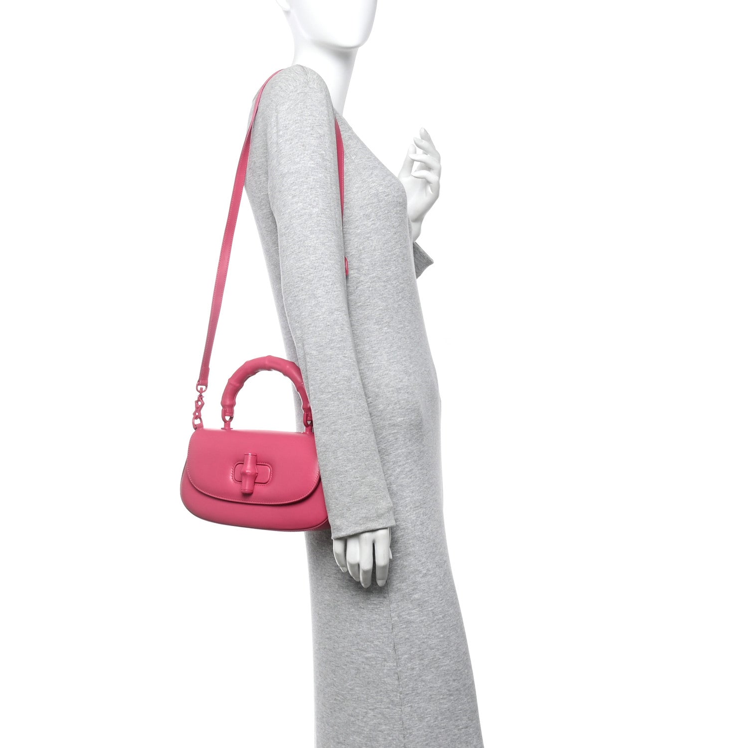 Gucci Calfskin Medium Bamboo Pink 2 of 13