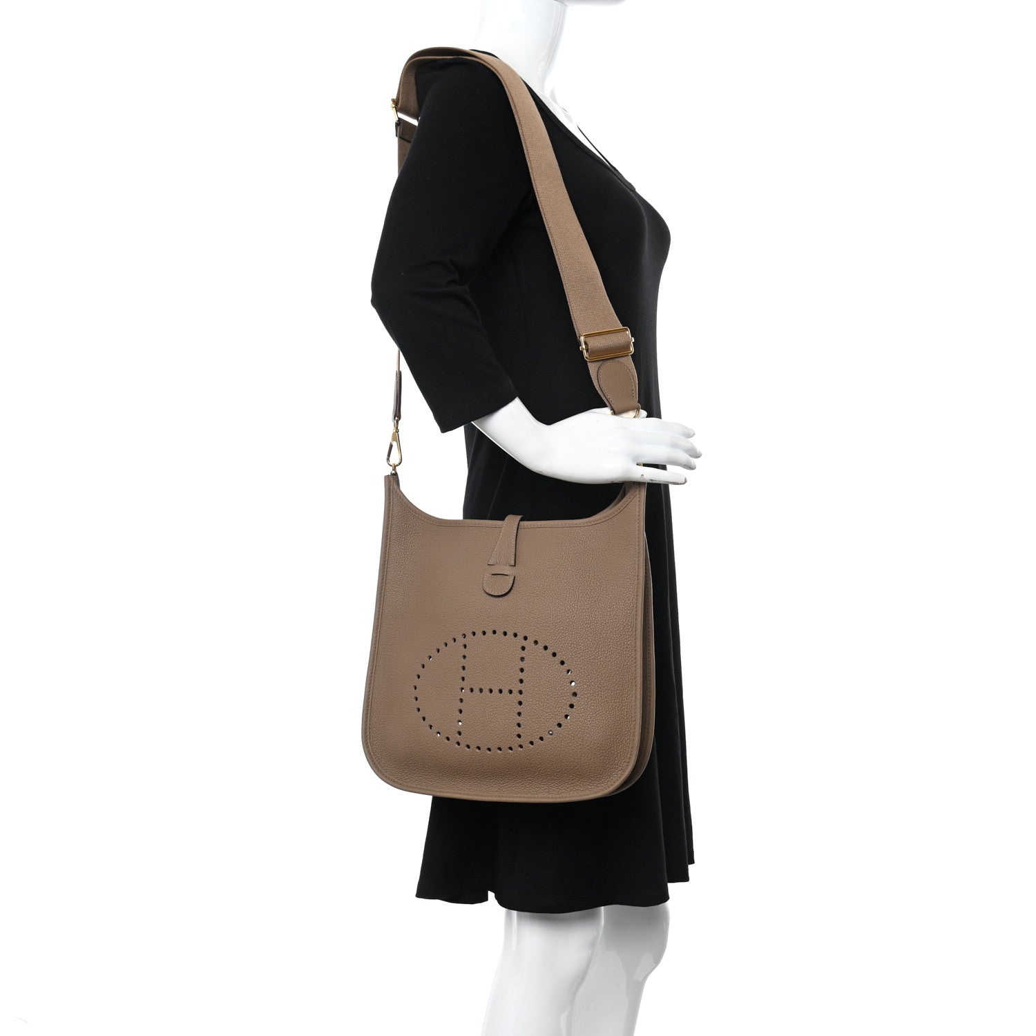 Hermes Taurillon Clemence Evelyne III PM Beige De Weimar 2 of 10