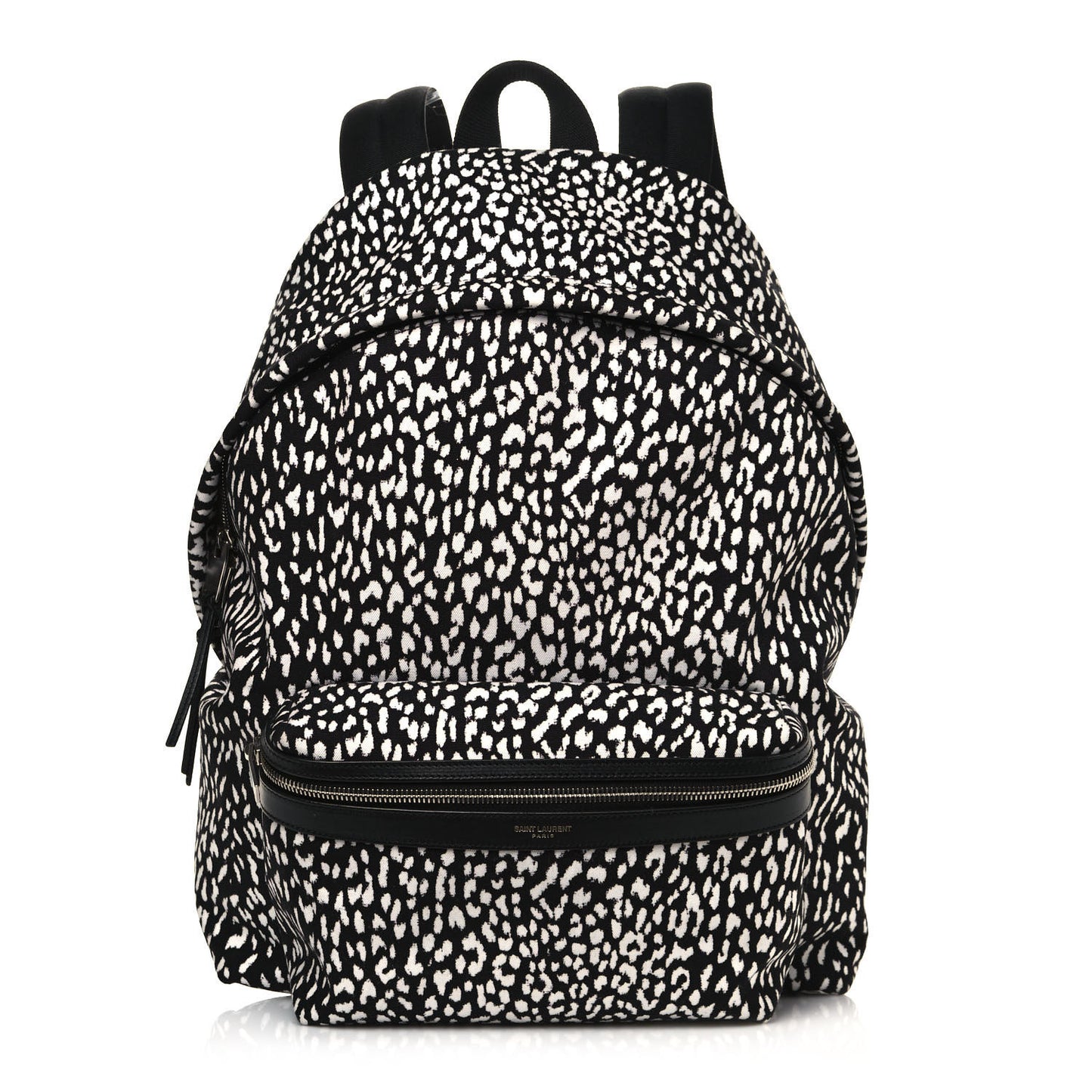 Canvas Leopard Print City Backpack Black White