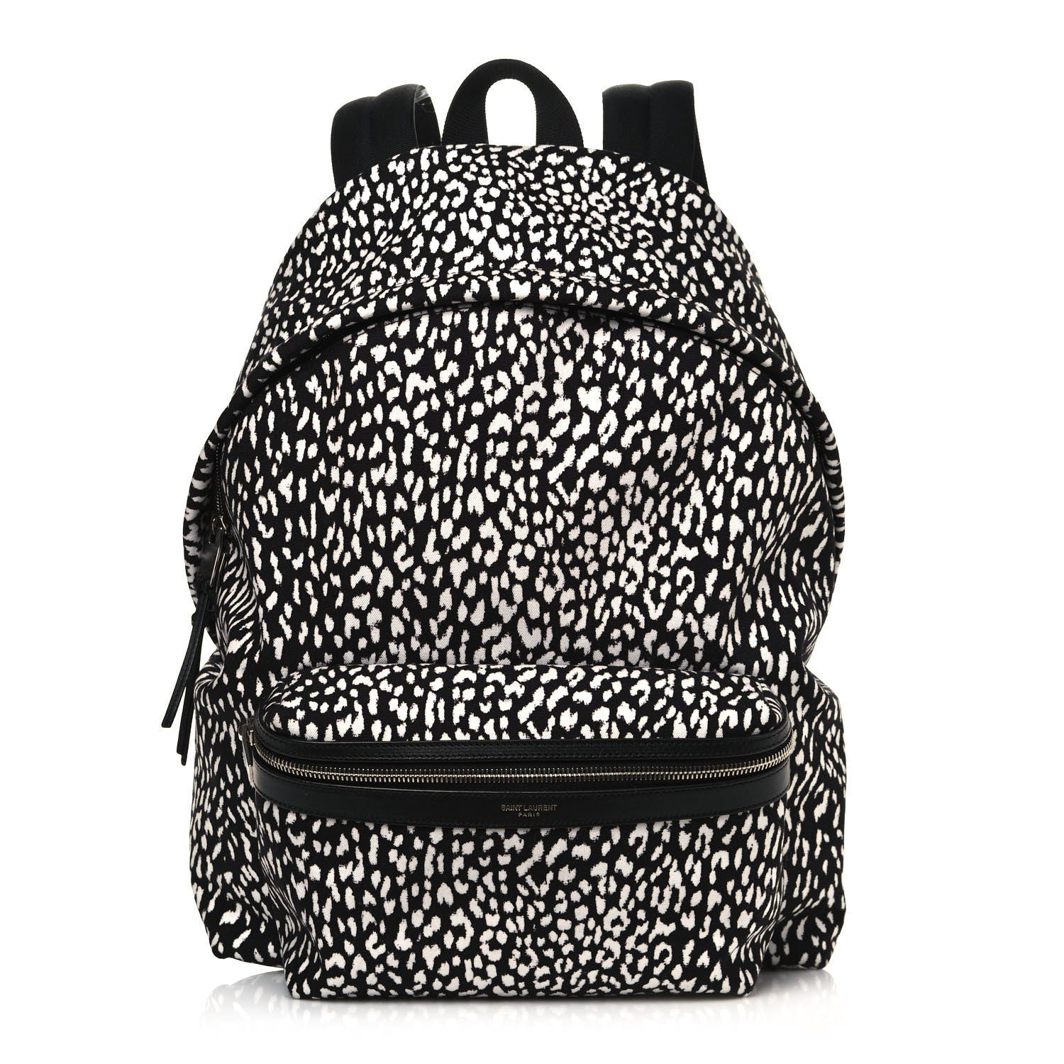 Saint Laurent Canvas Leopard Print City Backpack Black White 1 of 11