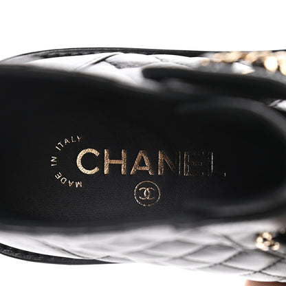 Chanel Shiny Lambskin Quilted Lace Up Combat Boots 39.5 Black 10 of 16