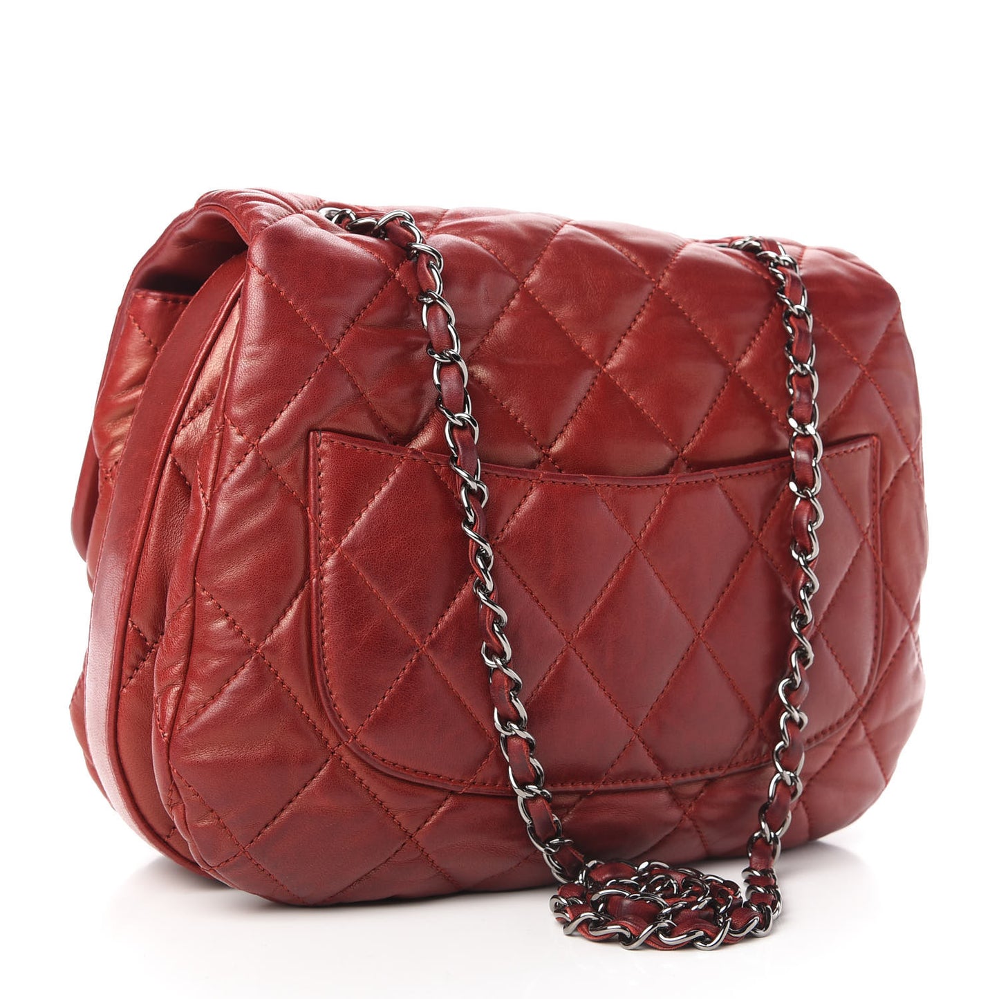 Lambskin Quilted Large Chanel 3 Flap Rouge Fonce