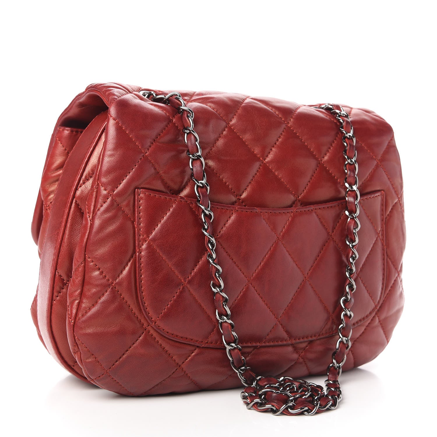Chanel Lambskin Quilted Large Chanel 3 Flap Rouge Fonce 3 of 11