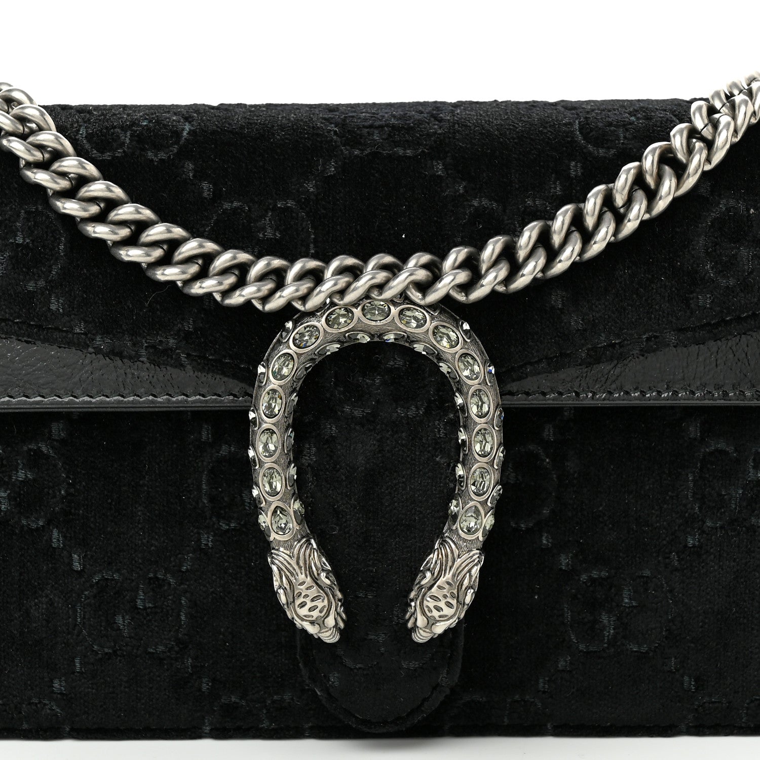 Gucci Velvet Skipper Crystal GG Monogram Small Dionysus Shoulder Bag Black Black Diamond 8 of 10