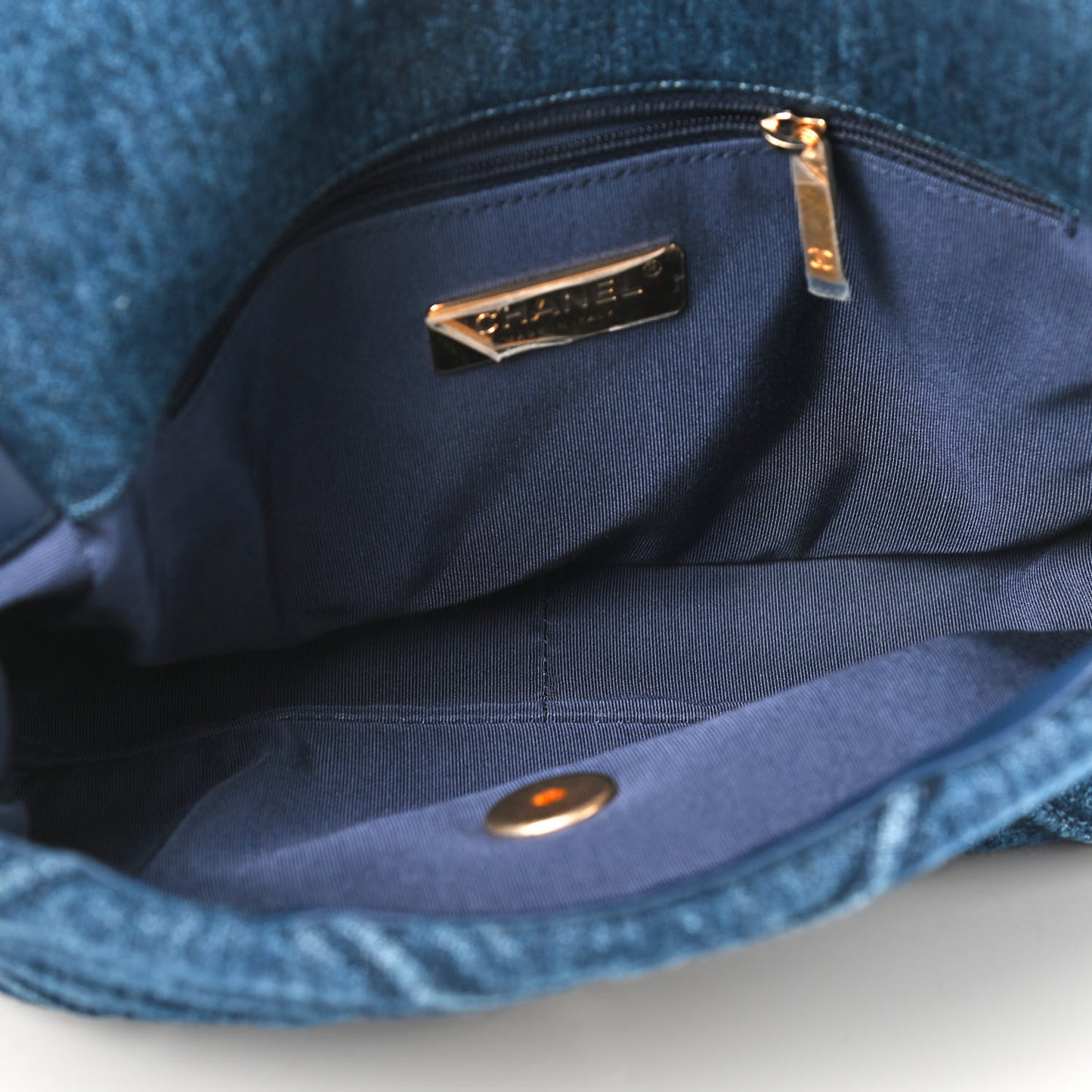 Denim Quilted Medium Chanel 19 Flap Blue