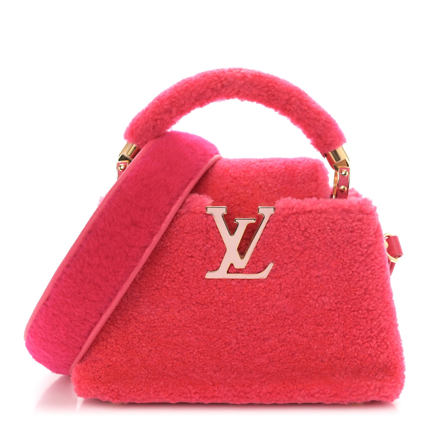 Shearling Calfskin Capucines Mini Pink