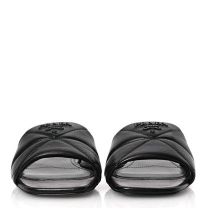 Prada Nappa Logo Quilted 10mm Slide Sandals 36.5 Black 3 of 10
