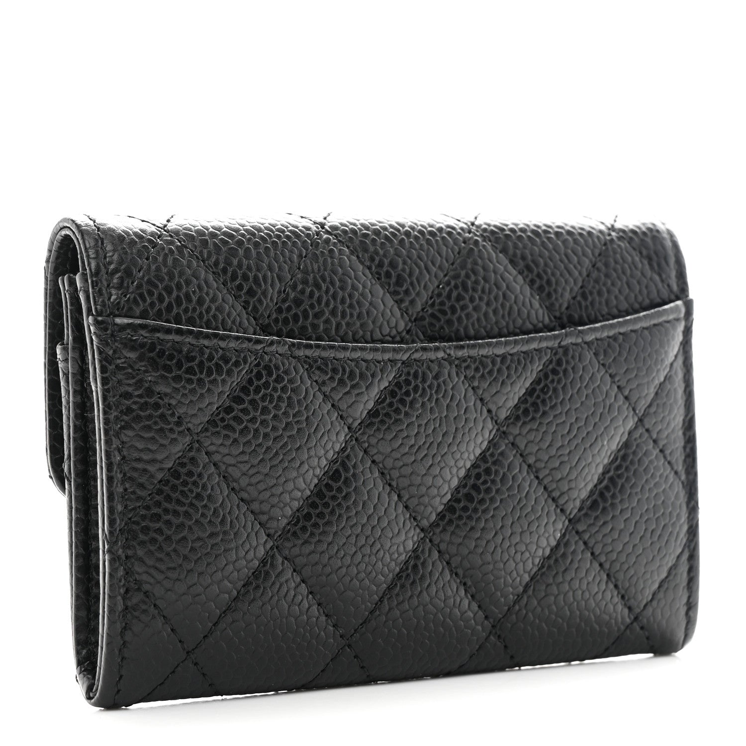 Chanel Caviar Quilted Flap Card Holder Wallet Black 3 of 9