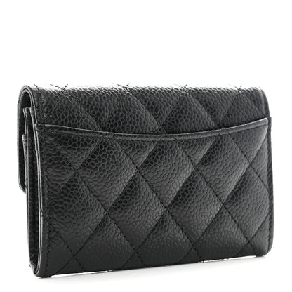 Chanel Caviar Quilted Flap Card Holder Wallet Black 3 of 9
