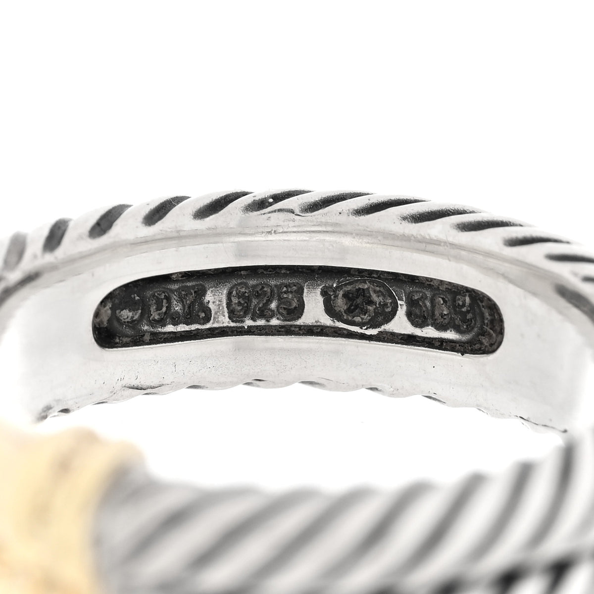 David Yurman Sterling Silver 14K Yellow Gold Metro Cable Ring 61 9.75 4 of 4