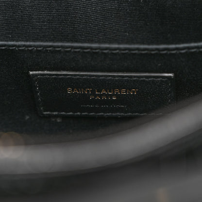 Saint Laurent Patent Calfskin Crocodile Embossed Monogram Lou Camera Bag Black 6 of 9