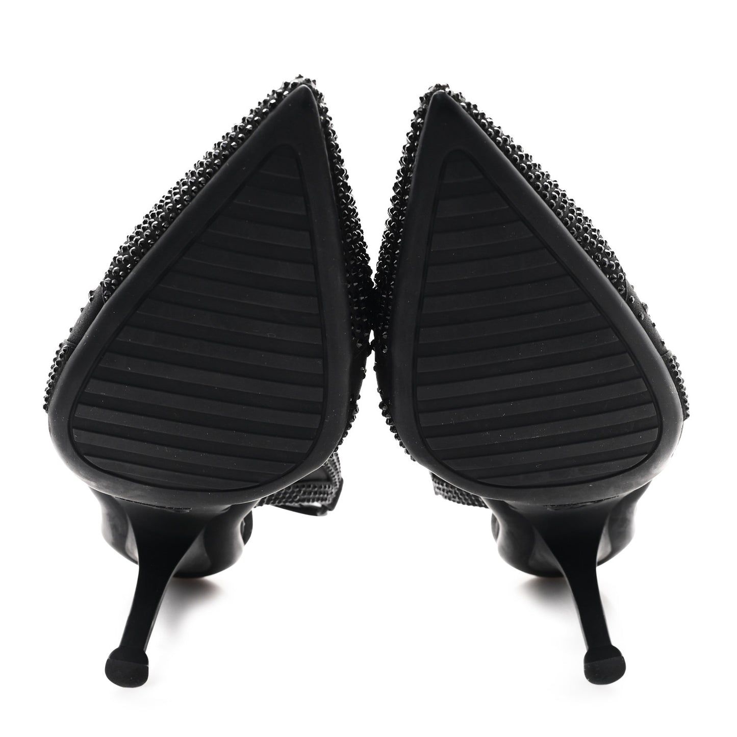 Satin Embellished Archlight Slingback Pumps 40 Black