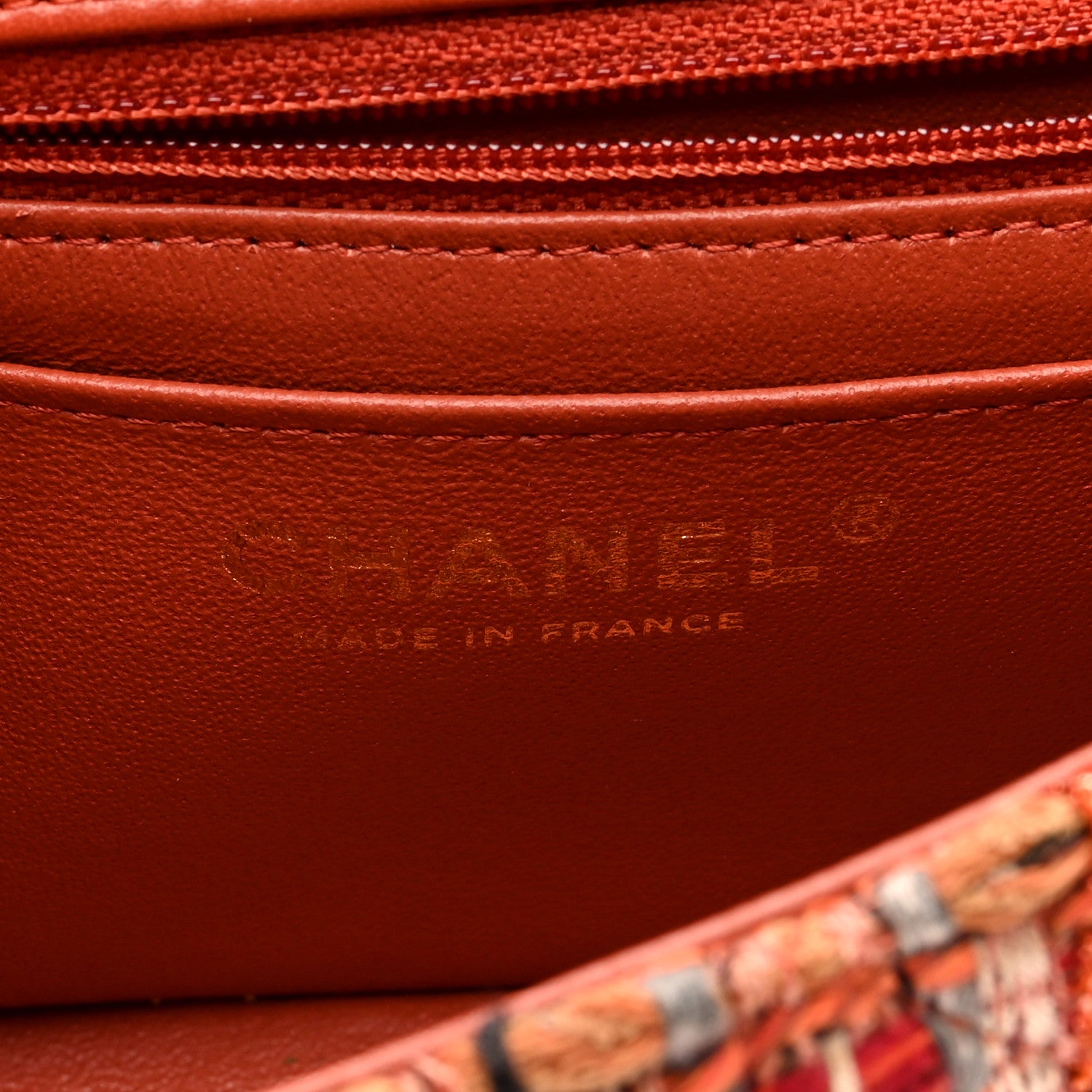 Chanel Tweed Quilted Mini Rectangular Flap Orange Multicolor 6 of 10