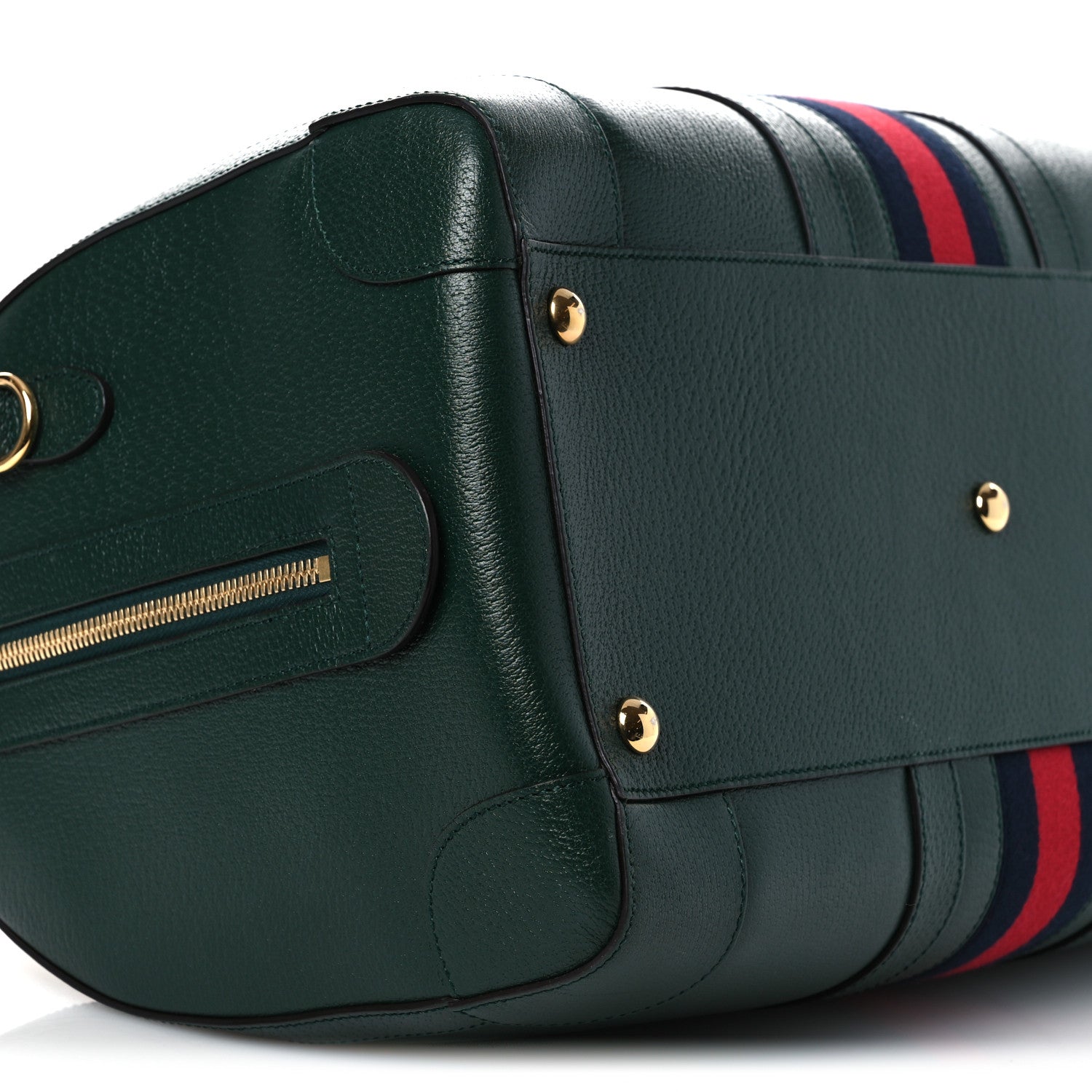 Gucci Textured Dollar Calfskin Web Medium Savoy Duffle Bag Green 8 of 10