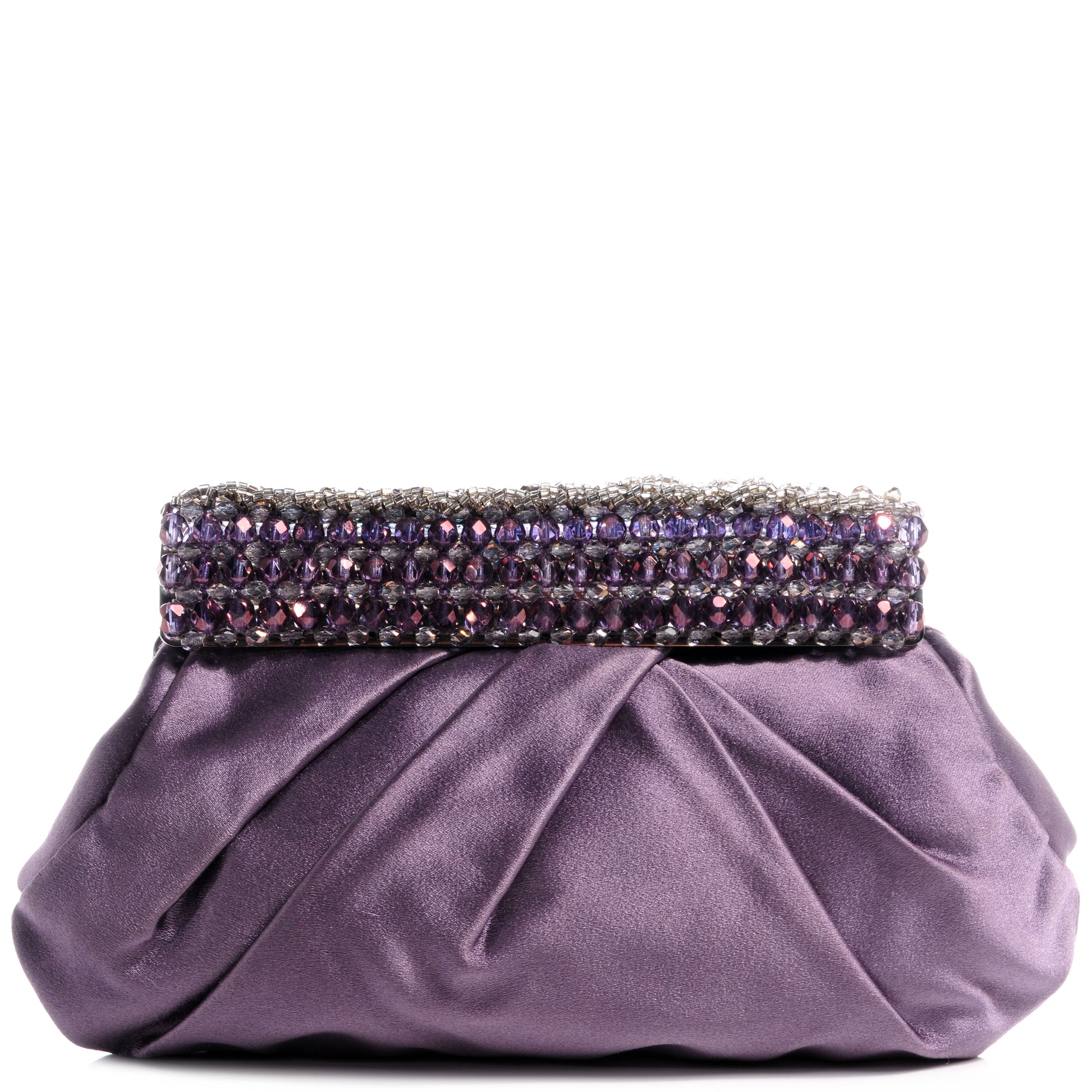Prada Satin Crystal Clutch Purple 1 of 7