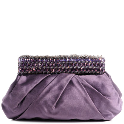Prada Satin Crystal Clutch Purple 1 of 7