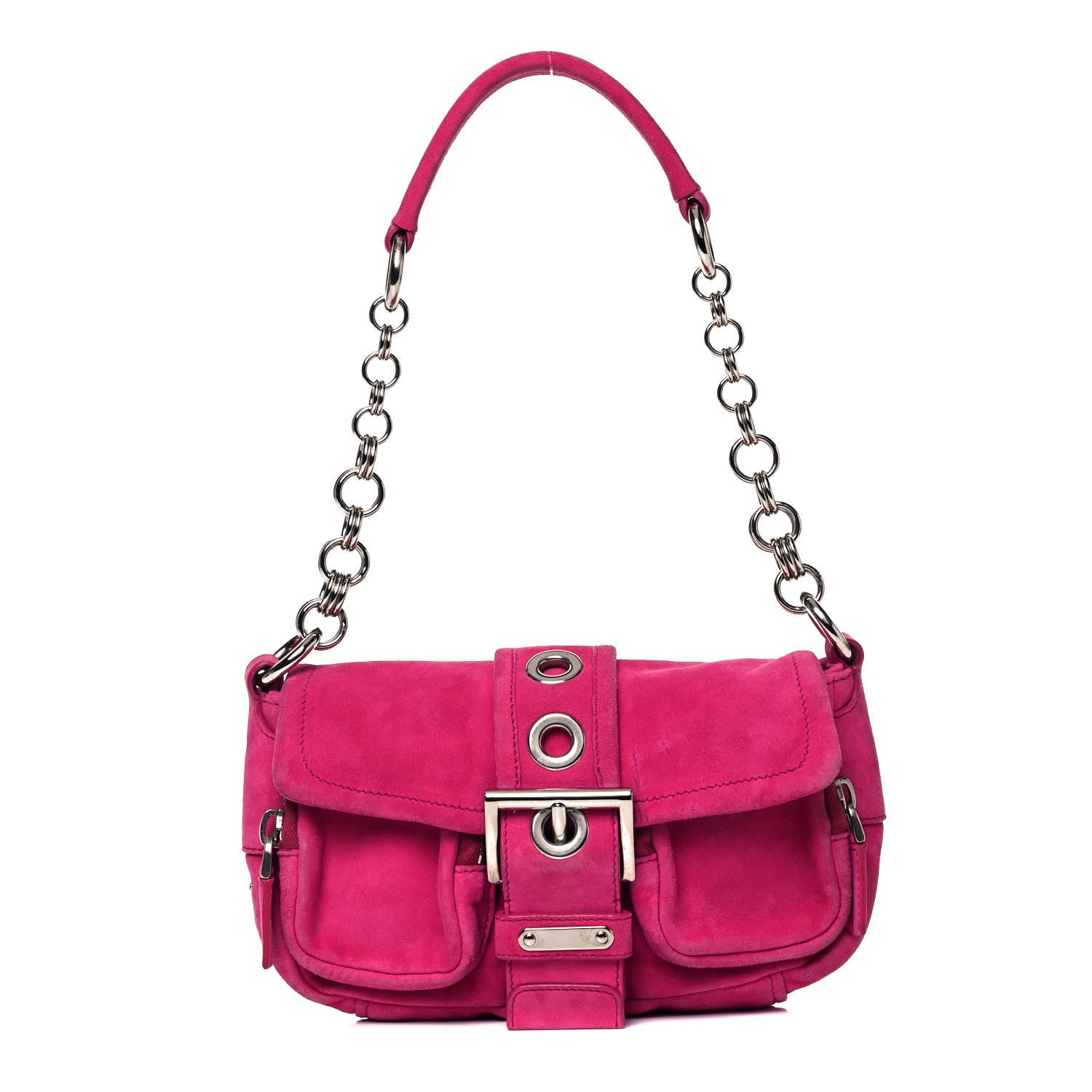 Prada Scamosciato Suede Shoulder Bag Fuxia 1 of 11
