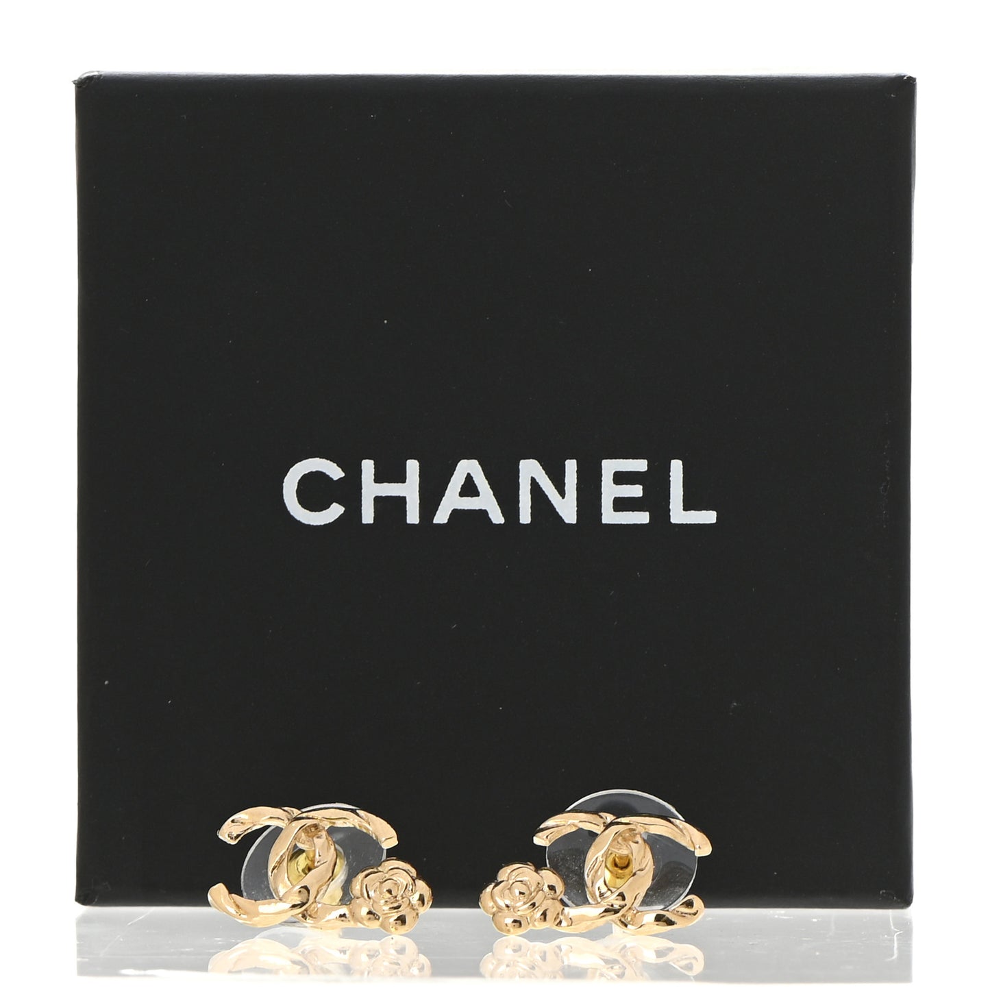 Metal CC Flower Earrings Gold