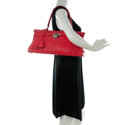 Hermes Taurillon Clemence Fringe Shoulder Kelly 40 Bougainvillea 4 of 21