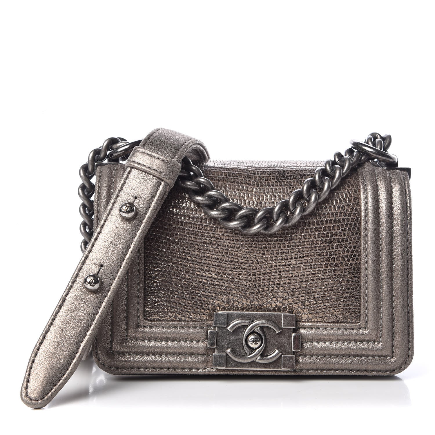Chanel Metallic Lizard Iridescent Calfskin Mini Boy Flap 1 of 9
