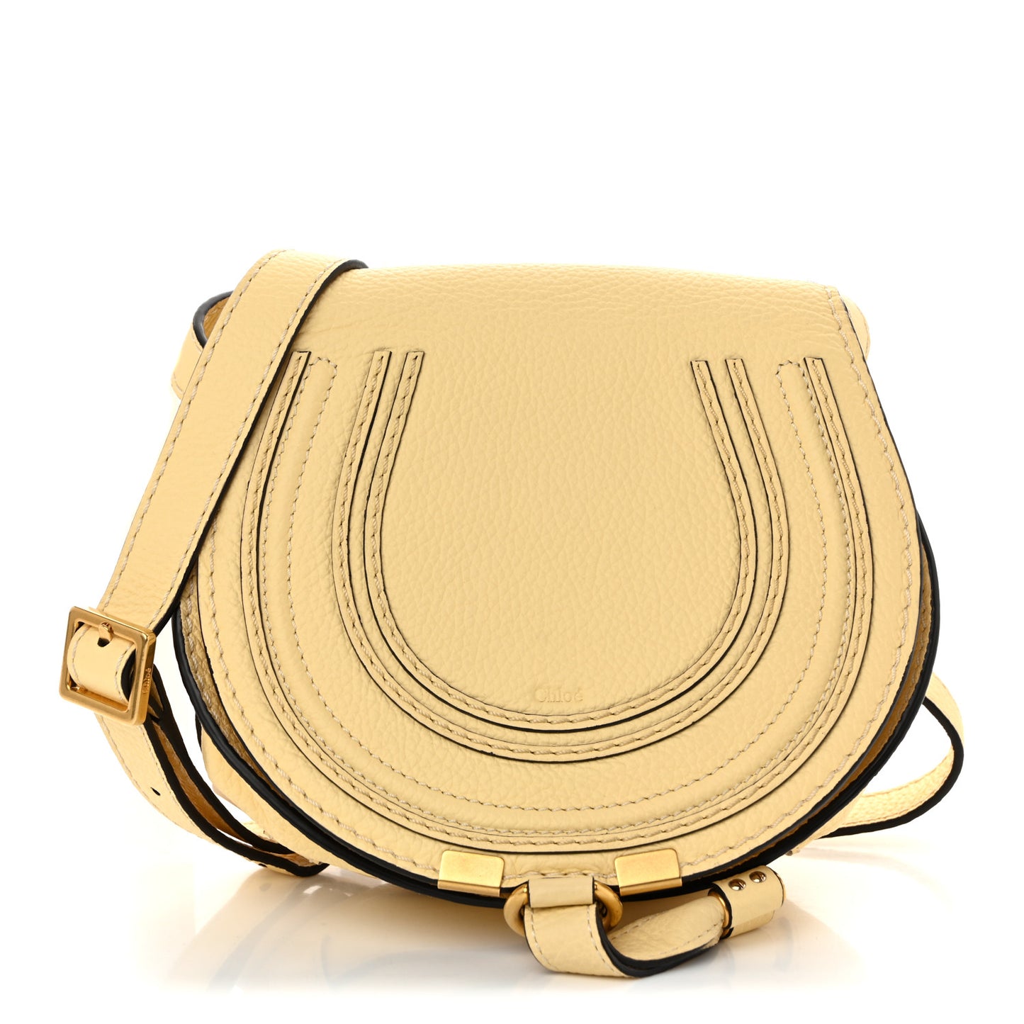 Grained Calfskin Small Marcie Saddle Bag Softy Yellow