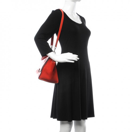 Celine Drummed Calfskin Suede Small Trapeze Vermillion 2 of 7