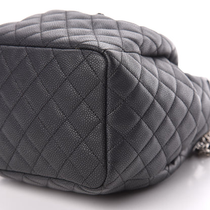 Chanel Caviar Flat Quilted CC Chain Bucket Drawstring Bag Black 6 of 15
