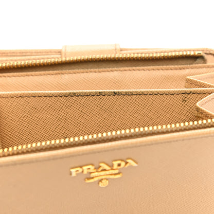 Prada Saffiano Metal Compact Wallet Noisette 14 of 15