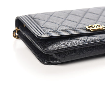 Chanel Caviar Quilted Boy Wallet On Chain WOC Navy 8 of 11