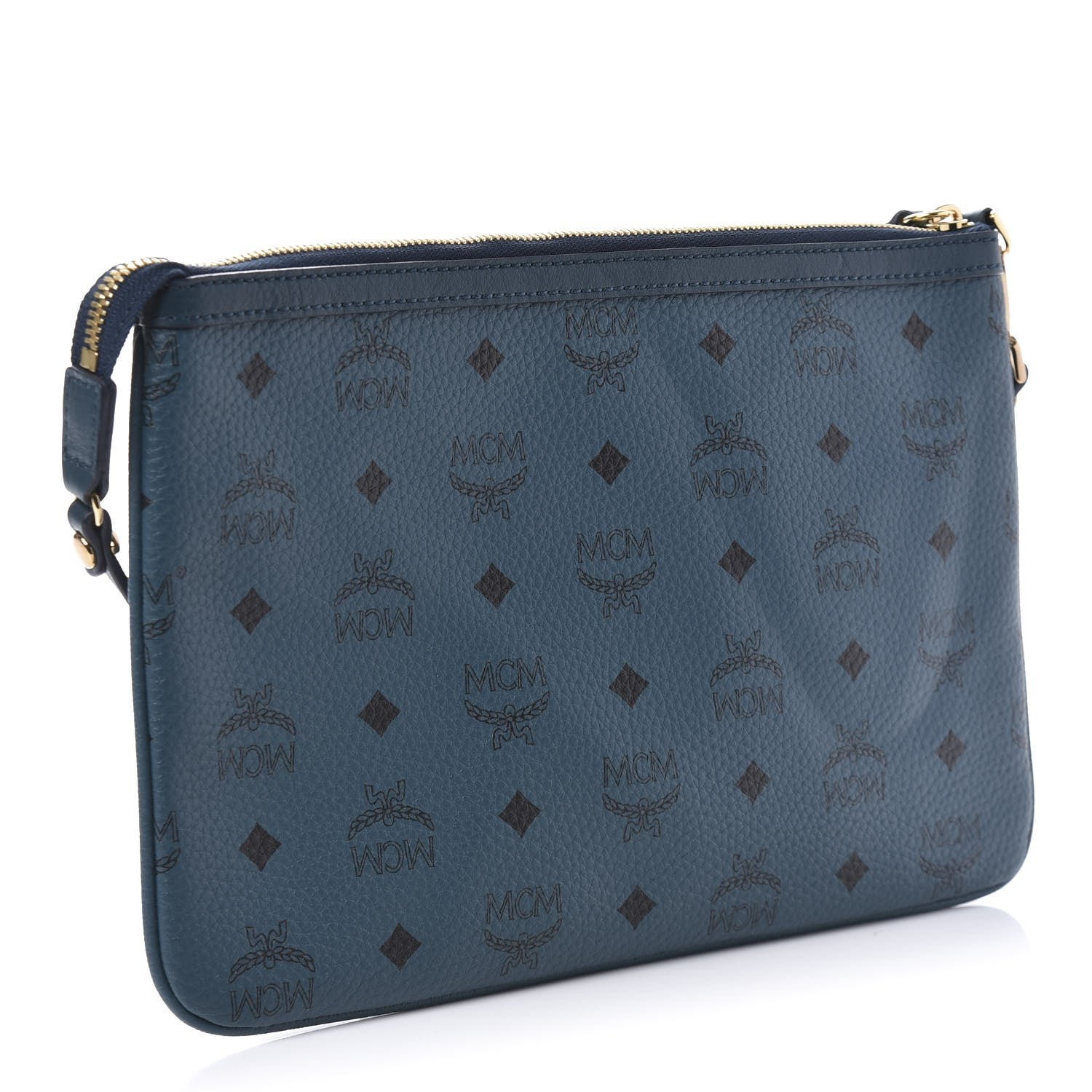 MCM Visetos Project Reversible Tote Pouch Teal 3 of 9