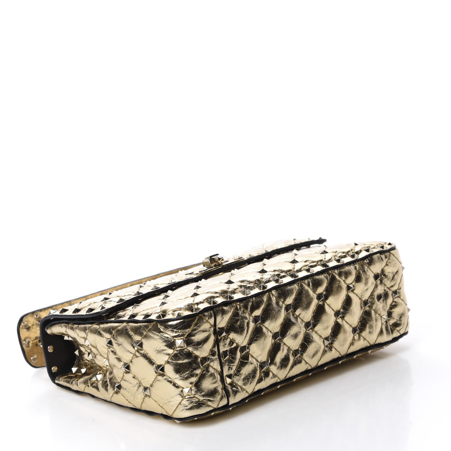 Valentino Garavani Metallic Wrinkled Lambskin Medium Rockstud Spike Shoulder Bag Mekong 4 of 9
