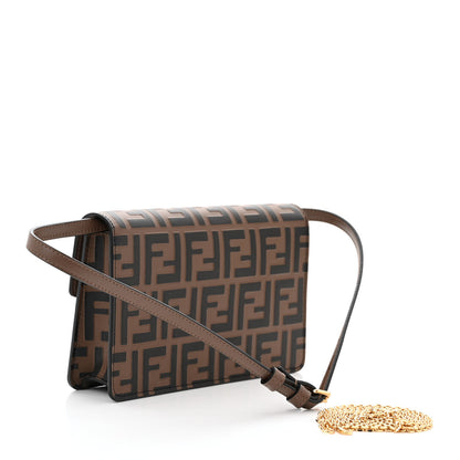 Fendi Vitello Ceylon Bi-Color FF 1974 Embossed FF Diamonds Chain Wallet Maya Black 3 of 10