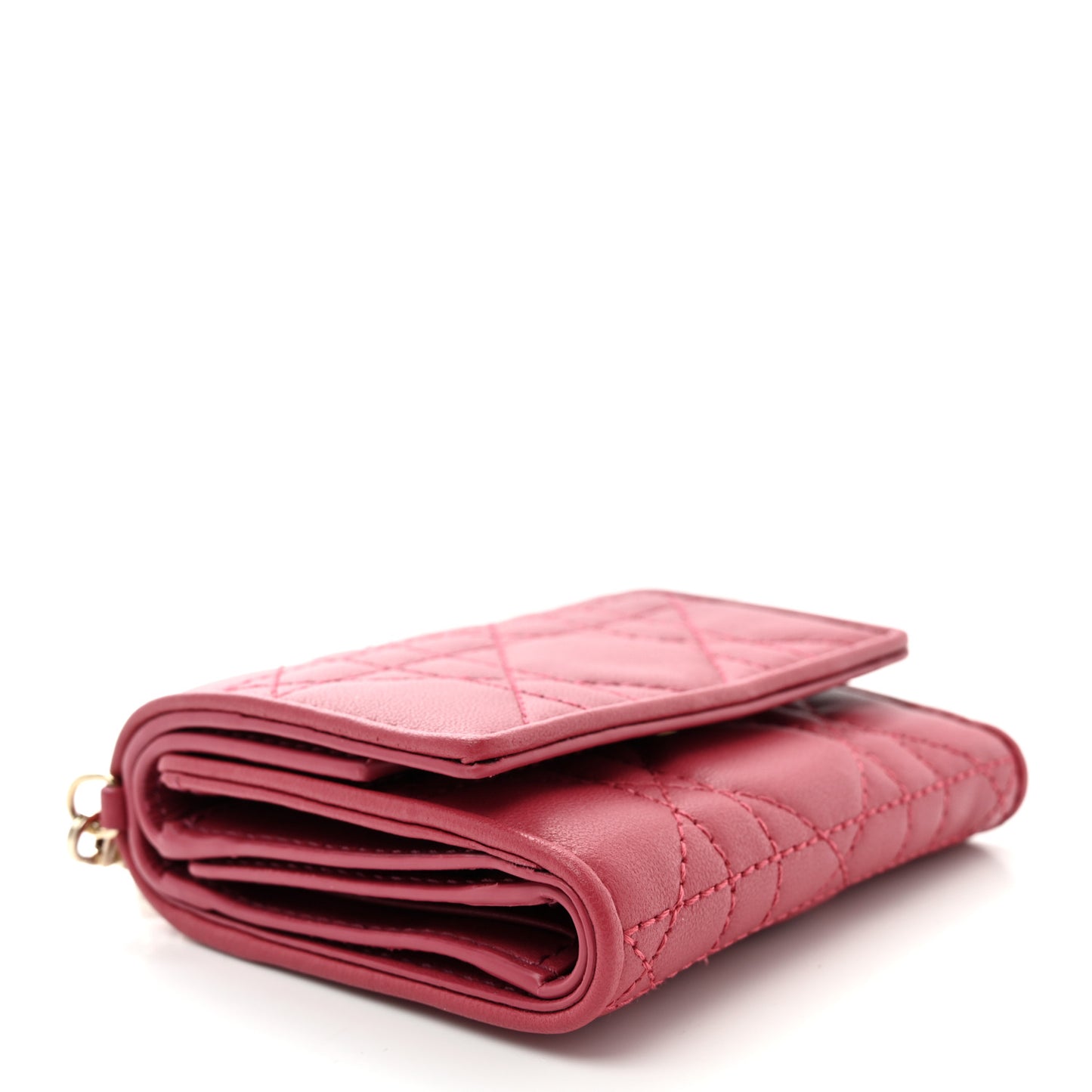 Lambskin Cannage Lady Dior Lotus Wallet Rusty Red