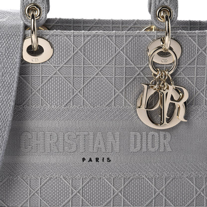 Christian Dior Canvas Embroidered Cannage Medium Lady D-Lite Gray 9 of 9