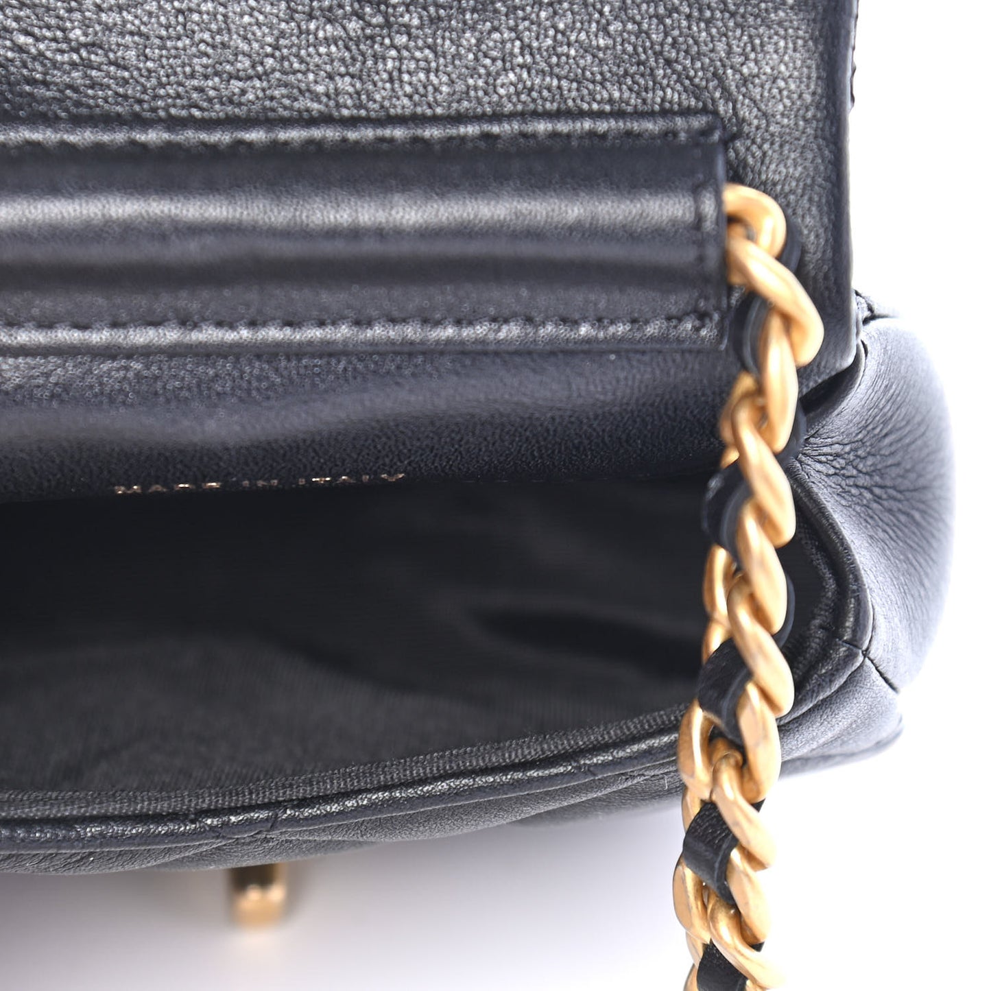 Calfskin Quilted Mini Coco Mail Clutch with Chain Black